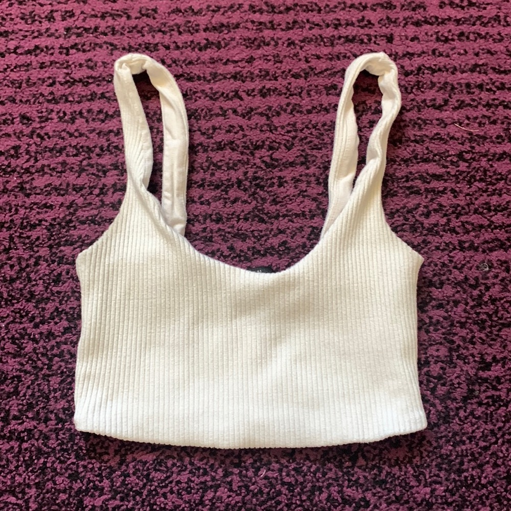 White Ribbed Crop Top